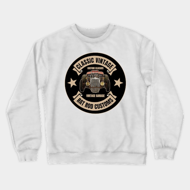 Classic Vintage - Rat Rod Customs Crewneck Sweatshirt by Wilcox PhotoArt